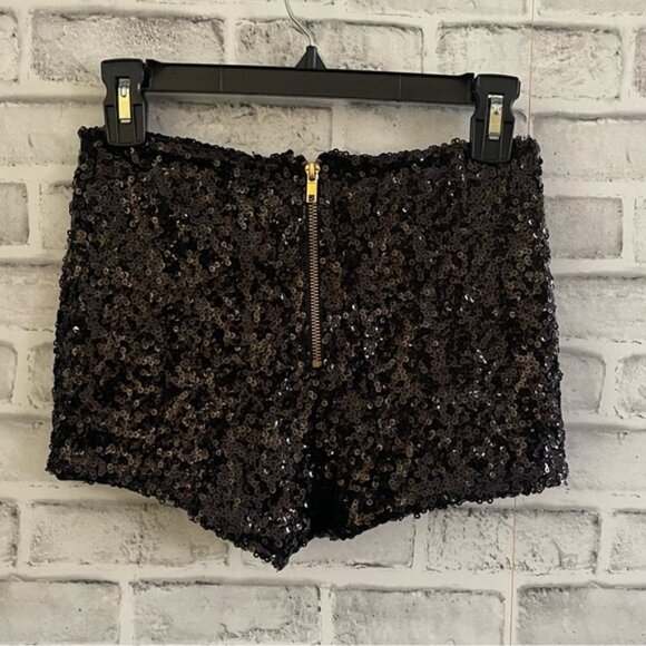 Women’s Charlotte Russe viral Y2K black sequin shorts Medium - Picture 2 of 4